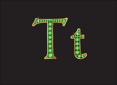 TT Peridot altın kanalları ile yazı tipi Jeweled