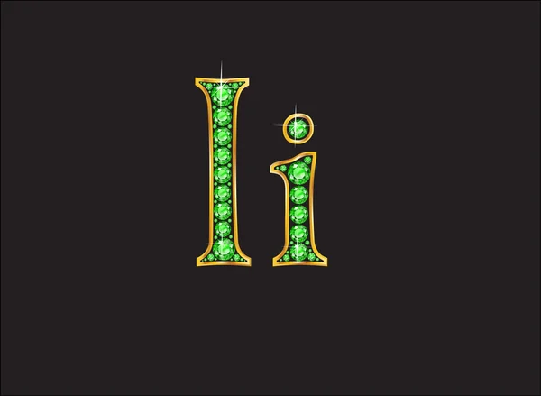 Ii in Peridot ювелирный шрифт с золотыми каналами — стоковый вектор