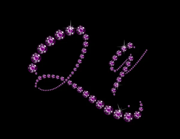 Qq in Amethyst Script Polices bijoux — Image vectorielle