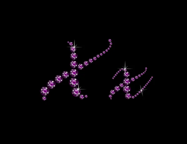 Xx 在紫晶脚本宝石字体 — 图库矢量图片