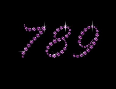 Rakamlarının yanı sıra 789 Ametist komut dosyası yazı tipi Jeweled