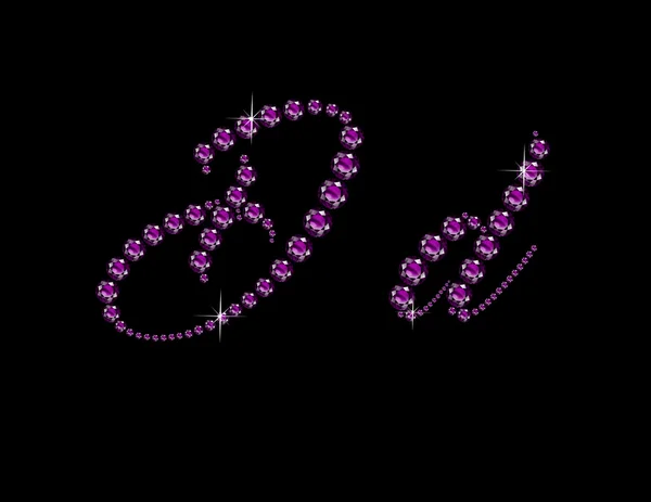 Dd 在脚本中紫晶宝石字体 — 图库矢量图片