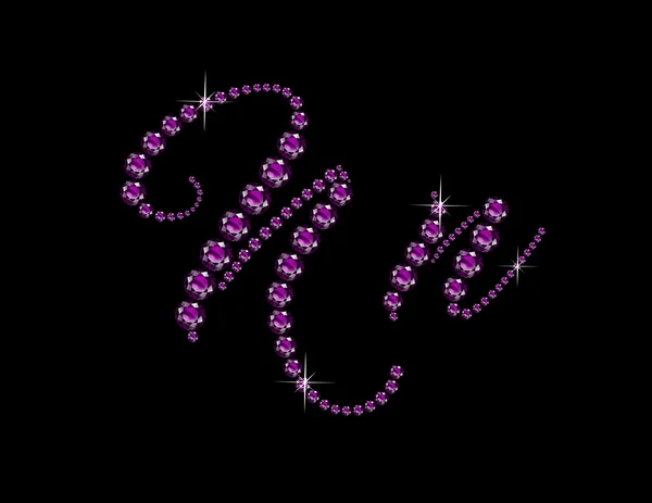 Nn in Amethyst Script Polices bijoux — Image vectorielle