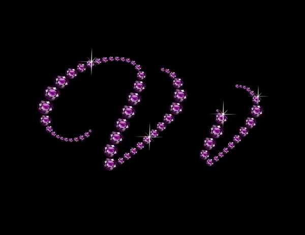 Vv in Amethyst Script Polices bijoux — Image vectorielle