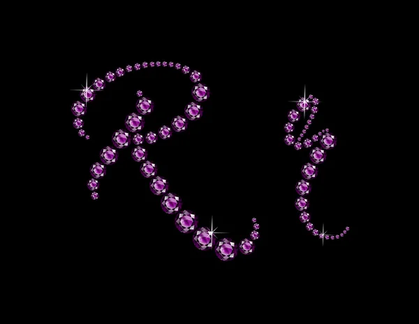 RR in Amethyst Script Jeweled lettertype — Stockvector