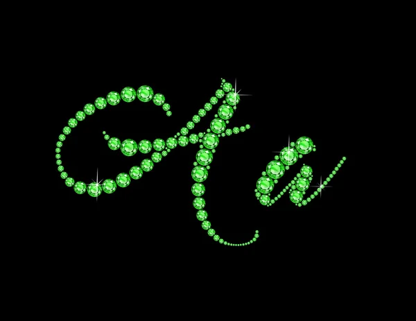 AA i Peridot Script Jeweled teckensnitt — Stock vektor