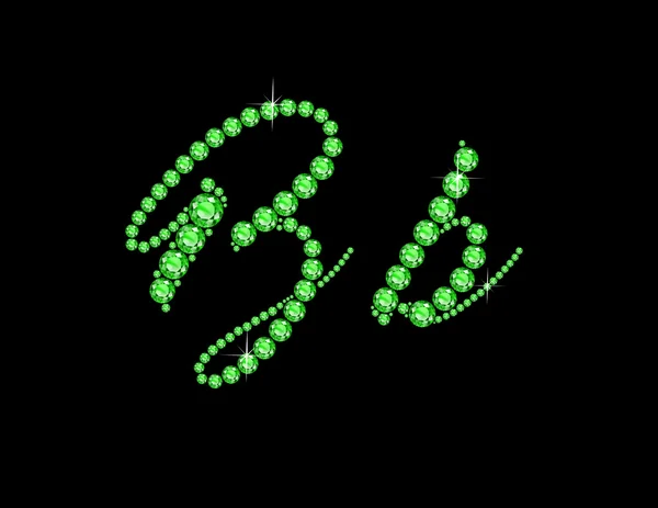 Bb en Peridot Script Jeweled Font — Vector de stock