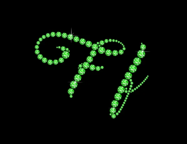 Ff in carattere Jeweled Script Peridot — Vettoriale Stock