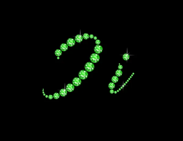 II en Script de peridoto piedras preciosas fuente — Vector de stock