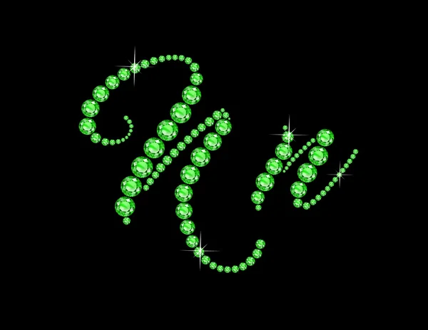 Nn nel carattere Jeweled Script Peridot — Vettoriale Stock