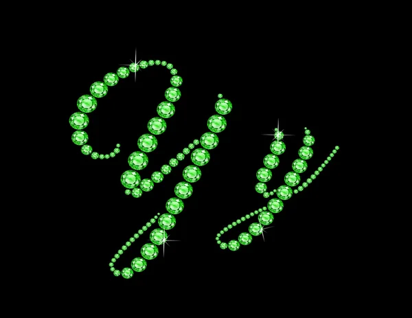 JJ in Peridot Script Jeweled lettertype — Stockvector