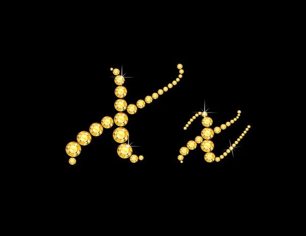 Xx in citrino Script Jeweled Font — Vettoriale Stock