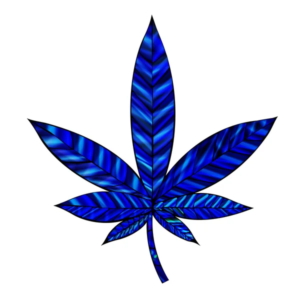 Hoja de cannabis azul — Vector de stock