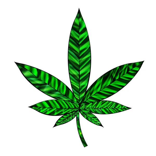 Green Cannabis Leaf — Stock Vector