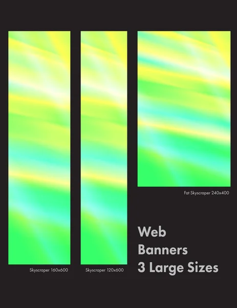 แบนเนอร์เว็บกระจกสีเขียวมะนาว 3 ขนาด — ภาพเวกเตอร์สต็อก