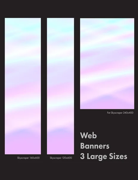 3 rozmiary banerów internetowych dużych pastelowych witraże — Wektor stockowy