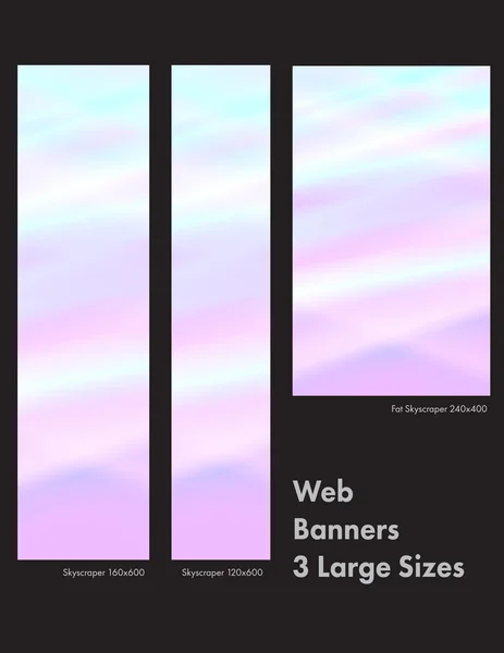 แบนเนอร์เว็บกระจกสีพาสเทลขนาดใหญ่ 3 ขนาด — ภาพเวกเตอร์สต็อก