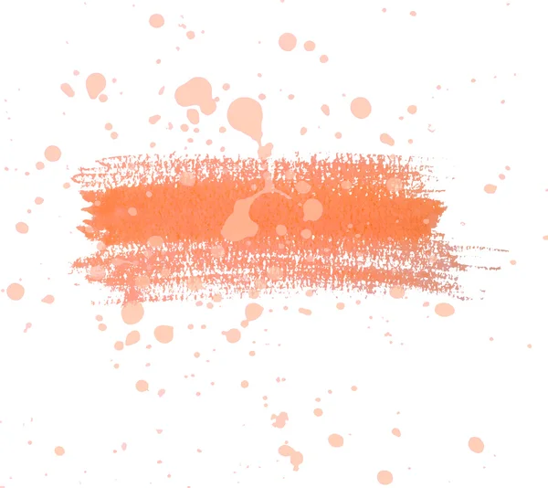 Escova e salpicos secos de laranja aquarela — Vetor de Stock