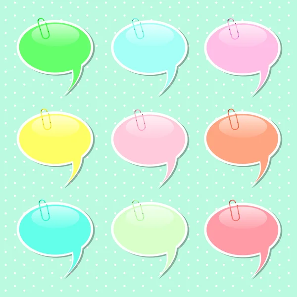 Beszéd buborék matrica alakzatok pasztell színek — Stock Vector