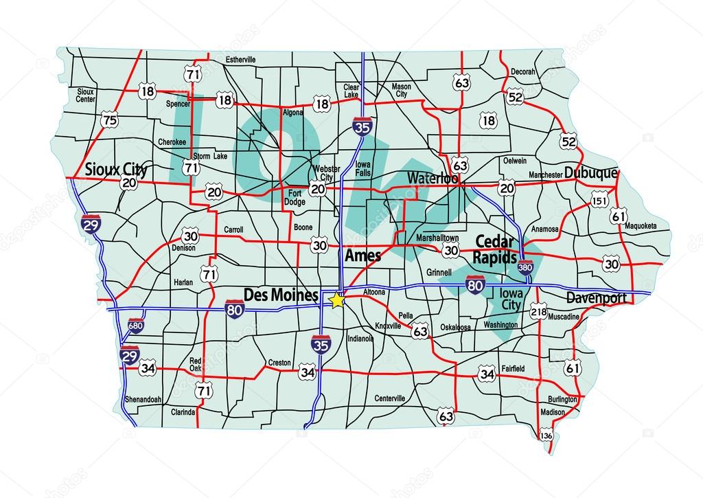 Iowa Interstate Highway Map