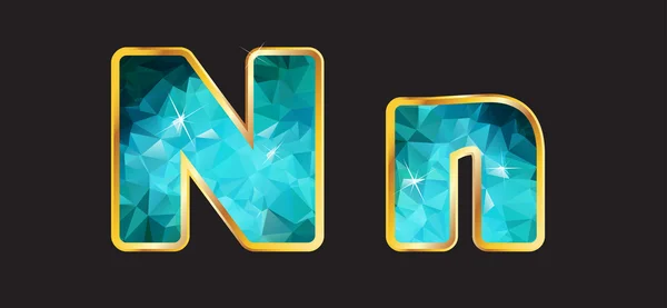 Nn con oro y verde azulado — Vector de stock