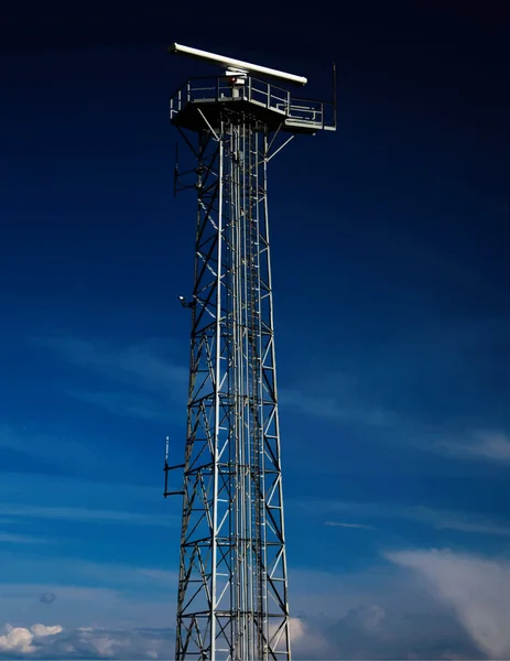 Radar Tower in the Sky Stock Photo