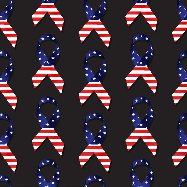 Amerikaanse vlag Ribbontile op zwart — Stockvector