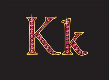 KK Ruby altın kanalları ile yazı tipi Jeweled