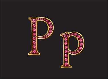 PP Ruby altın kanalları ile yazı tipi Jeweled