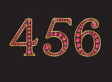 456 ruby altın kanalları ile yazı tipi Jeweled