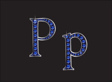 PP safir gümüş kanalları ile yazı tipi Jeweled