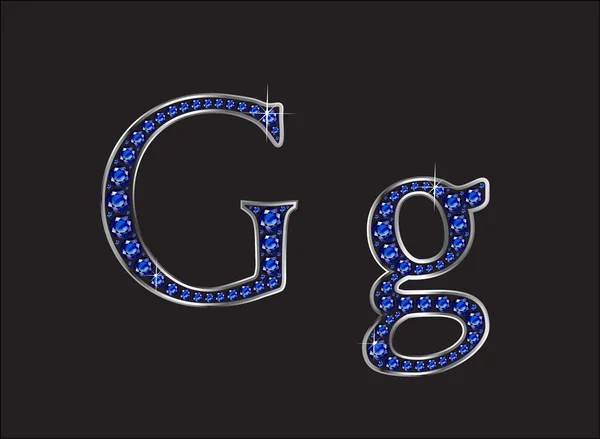 Police à bijoux Gg Sapphire avec chaînes en argent — Image vectorielle