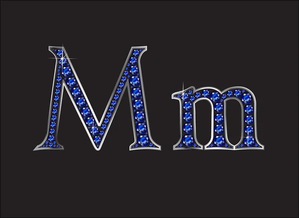 Mm Zafiro Jeweled Font con canales de plata — Archivo Imágenes Vectoriales