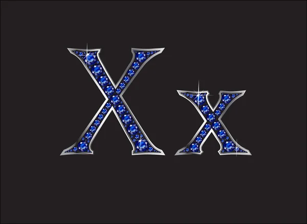 XX ζαφείρι Jeweled γραμματοσειρά με ασήμι κανάλια — Διανυσματικό Αρχείο