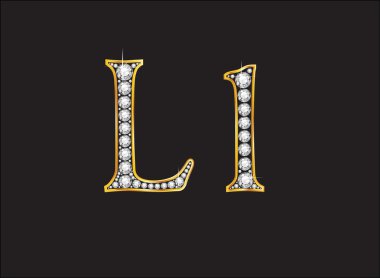 Ll elmas altın kanalları ile yazı tipi Jeweled