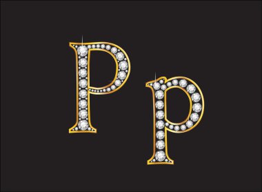 PP elmas altın kanalları ile yazı tipi Jeweled