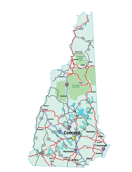 Mappa del New Hampshire — Vettoriale Stock