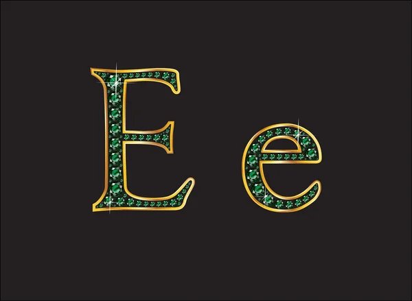 EE в Emerald Изукрашенный шрифт с золотом каналами — стоковый вектор