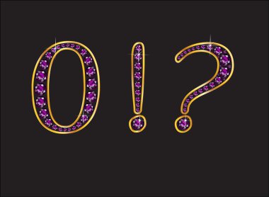 Sıfır ve Punctuaction Ametist altın kanal ile yazı tipi Jeweled