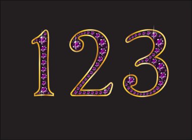 123 Amethyst Jeweled Font with Gold Channels