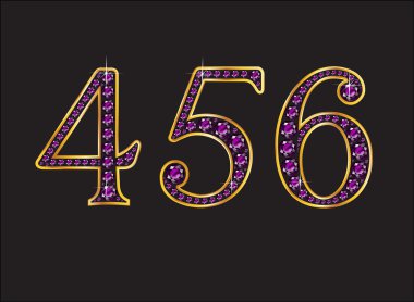 4, 5 ve 6 Ametist altın kanal ile yazı tipi Jeweled.