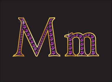 Mm Amethyst Jeweled Font with Gold Channels