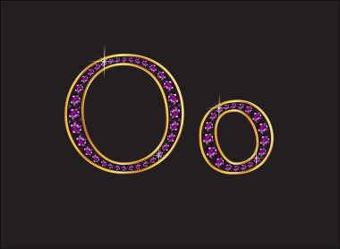 Oo Amethyst Jeweled Font with Gold Channels