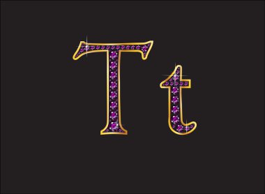 Tt Amethyst Jeweled Font with Gold Channels