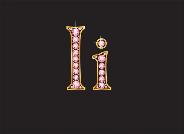 Ii Rose Quartz Jeweled Font with Gold Channels — Stockvector