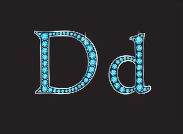 Dd Aquamarine Font Jeweled Font con canali d'oro — Vettoriale Stock