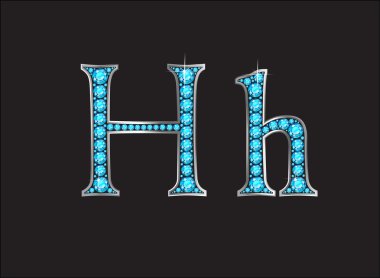 Hh Aquamarine mücevherli yazı tipi yazı tipi altın kanalları ile Jeweled