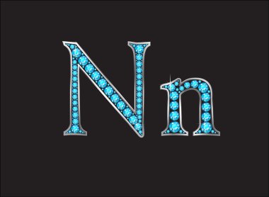 NN Aquamarine mücevherli yazı tipi yazı tipi altın kanalları ile Jeweled