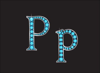 PP Aquamarine mücevherli yazı tipi yazı tipi altın kanalları ile Jeweled