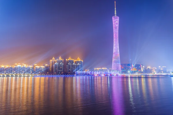 Skyline of city at night — Stock Photo, Image